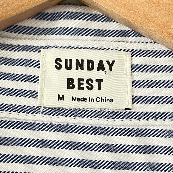 ❌SOLD ❌Aritzia Sunday Best Montana Shirt Striped button-down shirt White/Royal - Picture 7 of 10